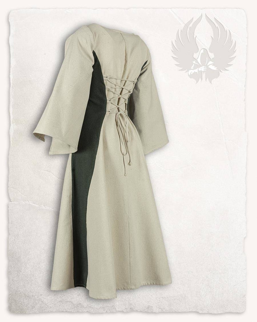 Kirian Girls Dress Cream/Green - średniowieczna suknia