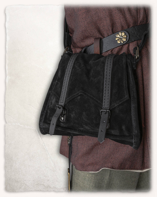 Friedhelm Shoulder Bag Black - zamszowa torba na ramię