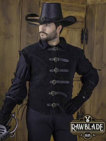 Jules Short Splitleather Jerkin - Black