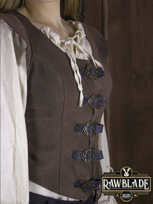 Julienne Leather Jerkin Short - Brown