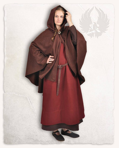 Kim Short Cape Wool Brown - wełniana półpeleryna z kapturem