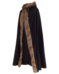 Aaron Cloak with fur - Black - płócienna peleryna