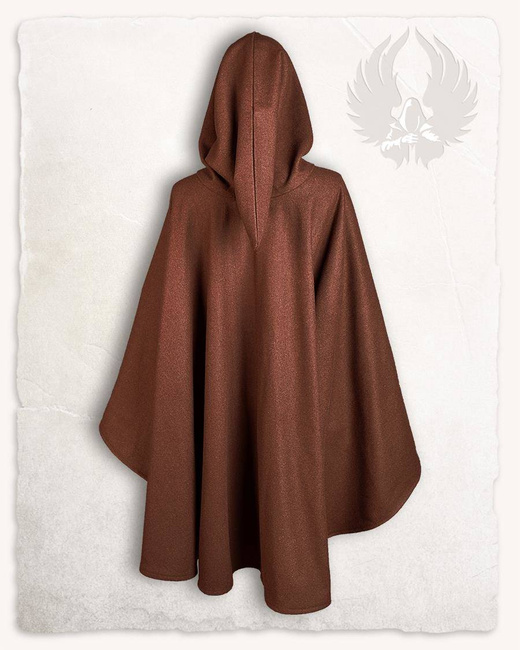 Kim Short Cape Wool Brown - wełniana półpeleryna z kapturem