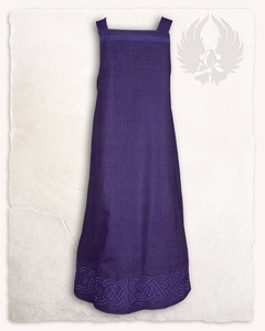 Alva Apron Dress Herringbone  Purple - suknia fartuchowa