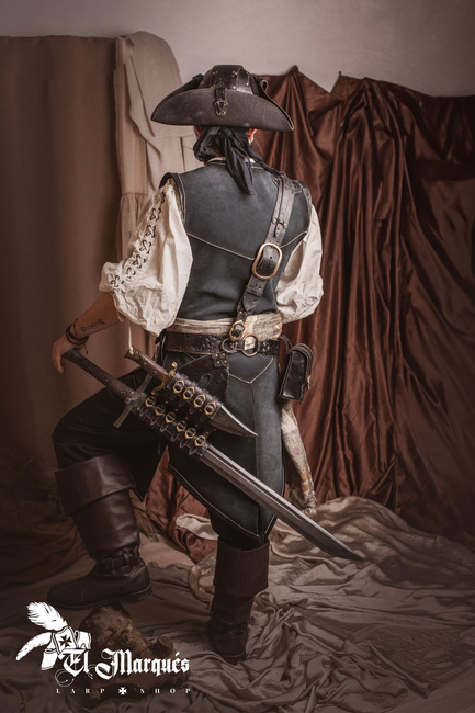 Leather Vest Long - Black