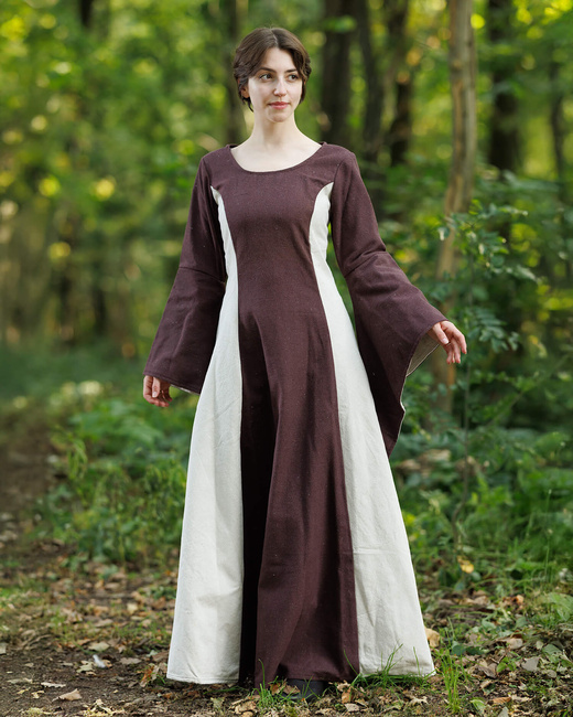 Calla Dress Canvas Brown/Cream - płócienna suknia