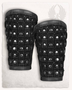 Robert Bracers - Black - nitowane skórzane karwasze