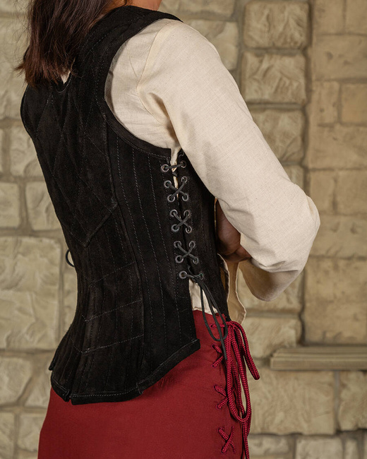 Lucy Leather Bodice Black - zamszowa kamizelka