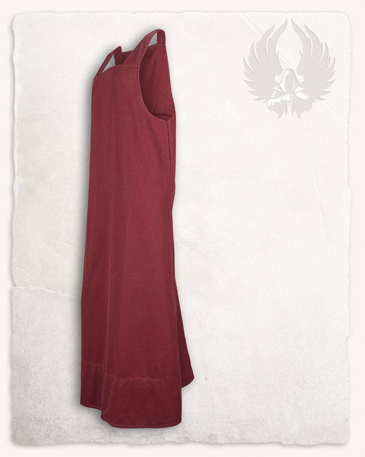 Lientje Apron Dress Bordeaux - płócienna długa suknia fartuchowa