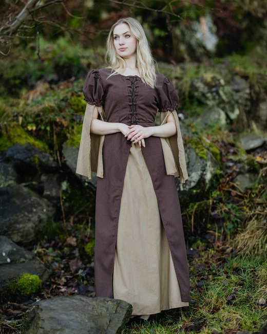 Loreley Dress - Brown - suknia bawełniana