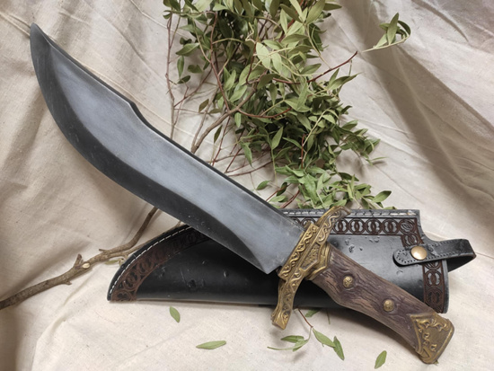 Bowie dagger - Straight blade - Wooden handle - Gold