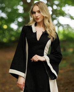 Iris Dress Black/Cream - suknia z kapturem