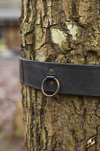 Ring Belt Black - skórzany pas z pierścieniami