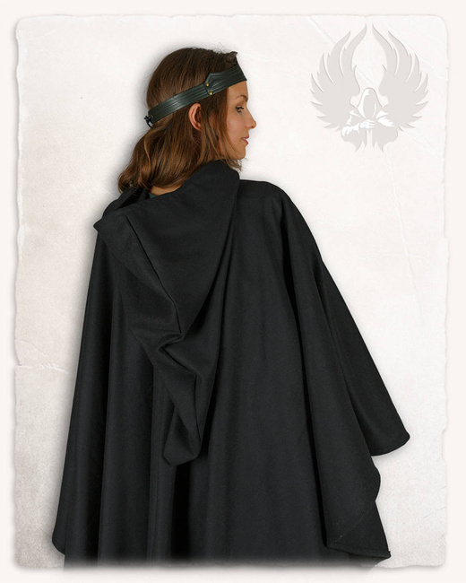 Kim Short Cape Wool Black - wełniana półpeleryna z kapturem