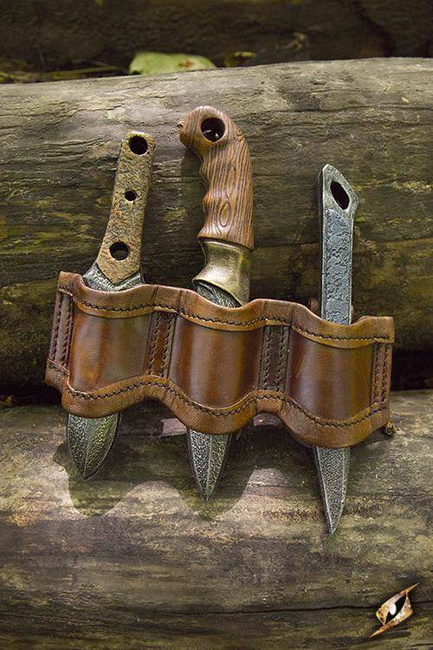 Rogue Knife Set & Holder - Brown