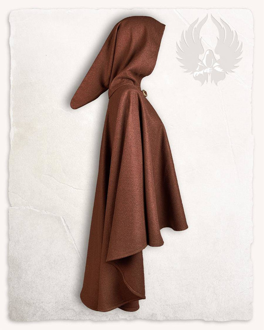 Kim Short Cape Wool Brown - wełniana półpeleryna z kapturem