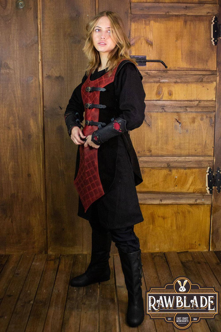 Highland Long Leather Jerkin - Red