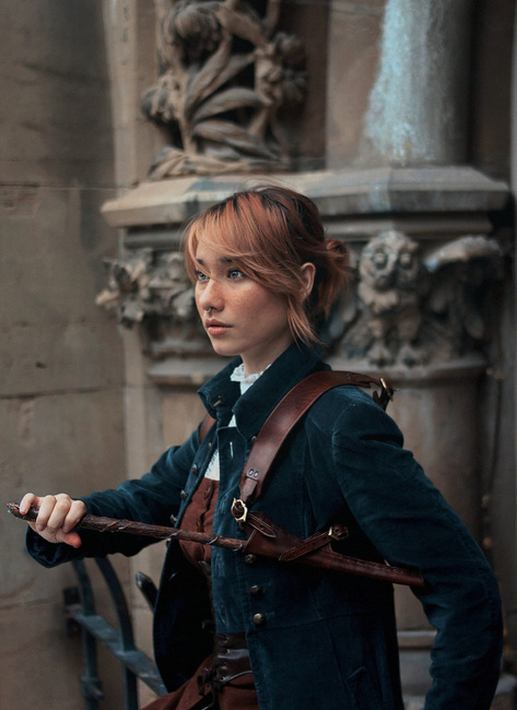 Leather wand holster - Black/Smooth - pokrowiec na różdżkę