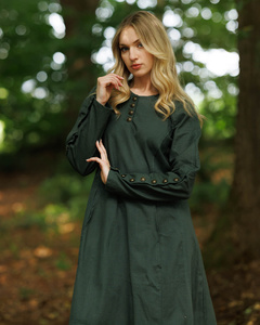 Jovina Dress Canvas Green - płócienna suknia
