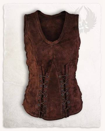 Sarina Leather Bodice Brown - zamszowa kamizelka