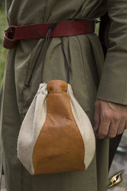 Merchant Purse Beige/Brown - sakiewka z wełny i skóry