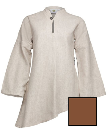 Galatea blouse linen - Brown- lniana koszula