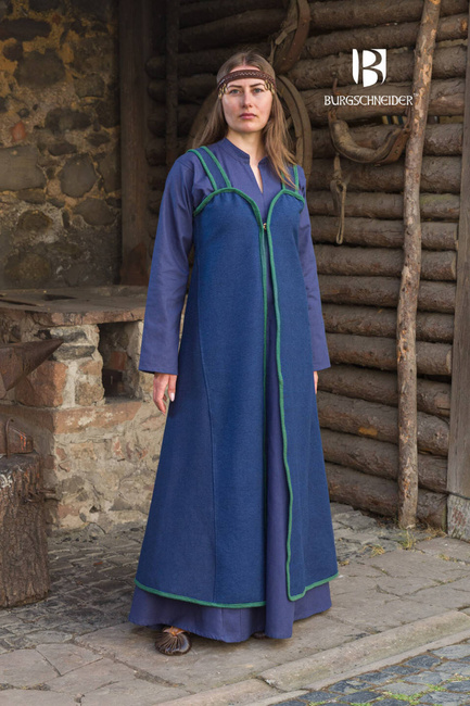 Rus Dress Katarzyna - Blue/Green - wierzchnia suknia bawełniana