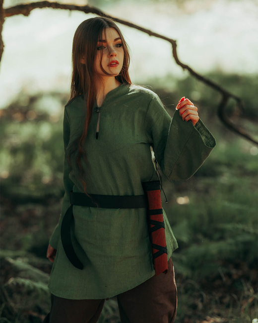 Galatea blouse linen - Green - lniana koszula