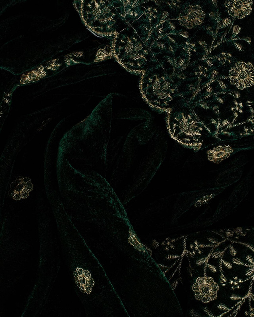 Jasmin Scarf - Green - szal z aksamitu