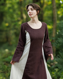 Calla Dress Canvas Brown/Cream - płócienna suknia