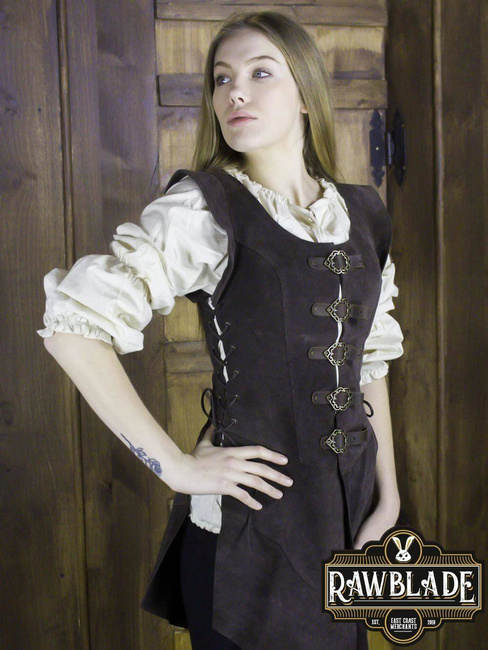 Julienne Leather  Jerkin Long - Brown