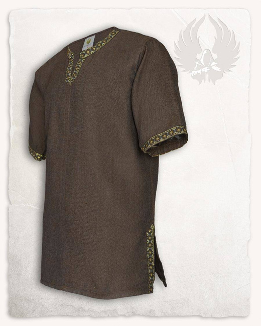 Sigbert Tunic Herringbone Brown - bawełniana tunika