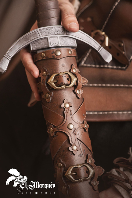 Leather dagger scabbard - Brown - pochwa na sztylet
