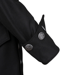 Captain Chad Buccaneer Coat Wool - Black - wełniany płaszcz