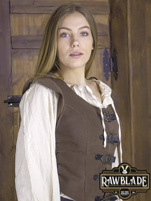 Julienne Leather Jerkin Short - Brown