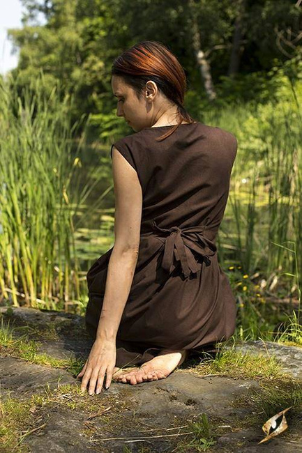 Peasant Dress - Dark Brown