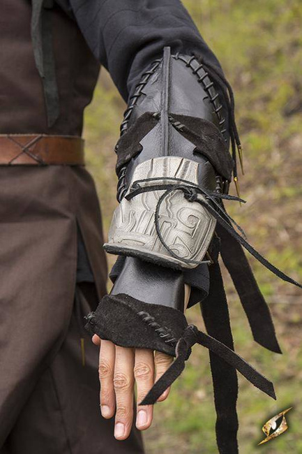 Bone Bracer - Left Arm Bracer - Black/Desert Beige