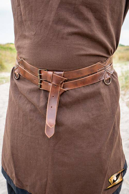 Twin Belt - Faux Leather - Brown - 120 cm
