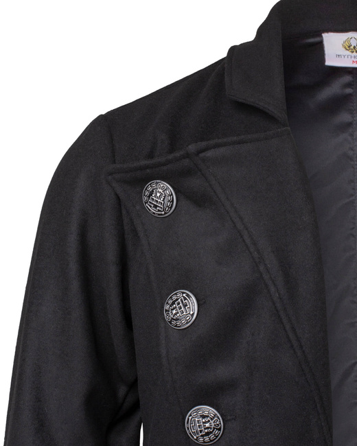 Captain Chad Buccaneer Coat canvas - Black - bawełniany płaszcz