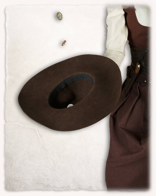 Felted Hat With Wide Brim Brown -  średniowieczny kapelusz z szerokim rondem