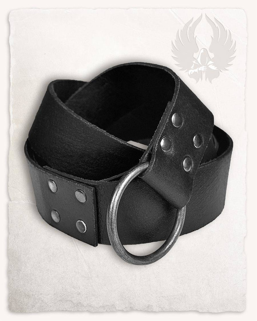 Doran Ring Belt Black - skórzany pas pierścieniowy