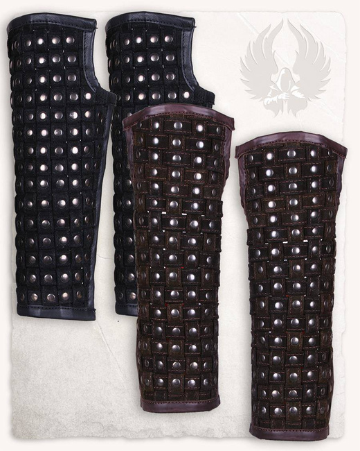 Robert Greaves brown - nitowane skórzane nagolenniki