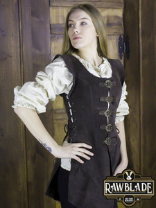 Julienne Leather  Jerkin Long - Brown