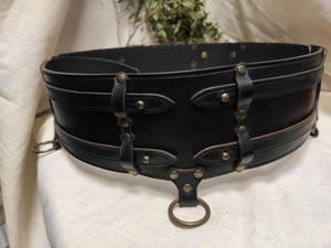Tactical medieval belt - Black - skórzany pas