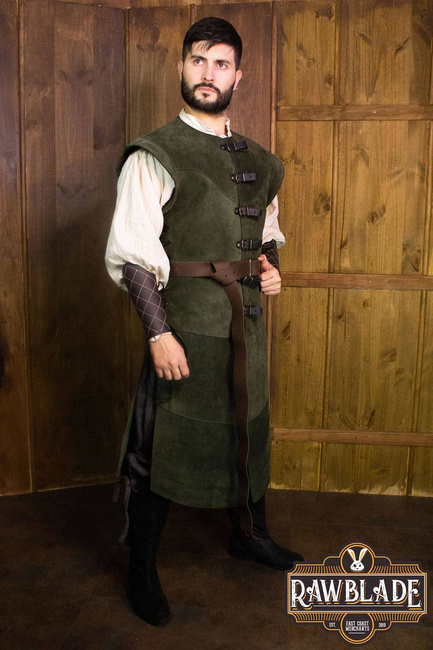 Jules long Leather Jerkin - Green