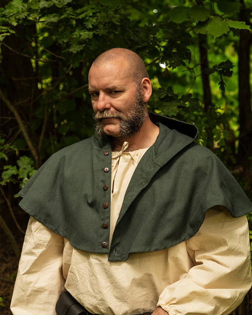 Notker hood canvas green- kaptur średniowieczny