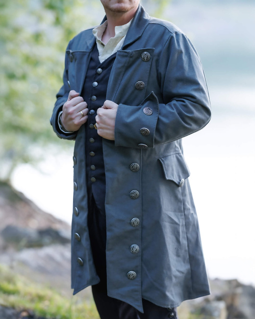 Captain Chad Buccaneer Coat canvas - Grey - bawełniany płaszcz