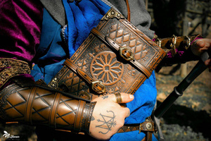 Leather Grimoire - Green/Gold - skórzana księga/notatnik