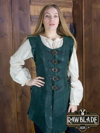 Julienne Leather  Jerkin Long - Green