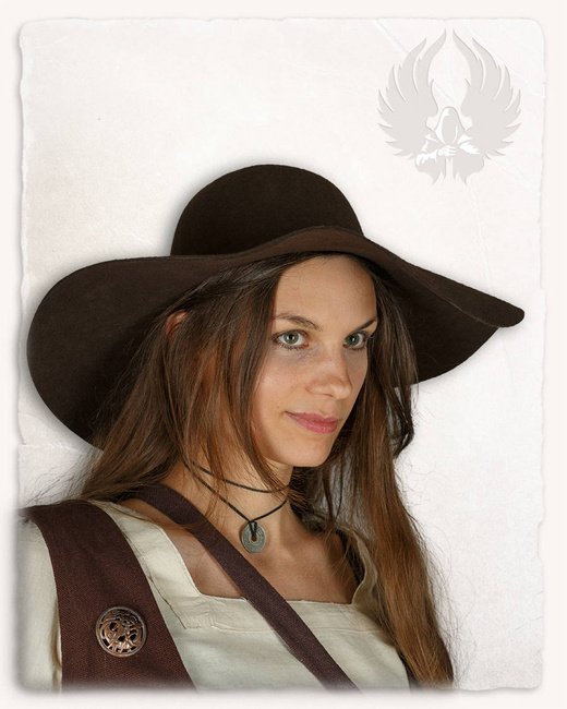 Felted Hat With Wide Brim Brown -  średniowieczny kapelusz z szerokim rondem